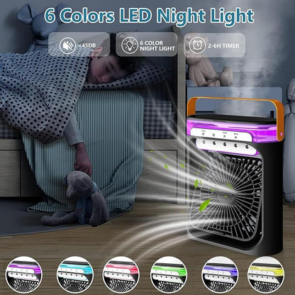 Ventilador portátil con humidificador y luz led